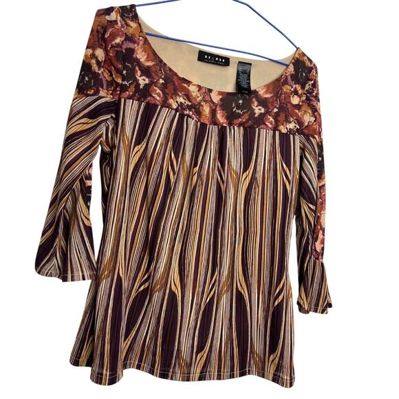 Axcess Womens Sz SM Multicolor Geometric 3/4 Sleeve Blouse - Picture 1 of 7